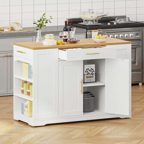 Mercer41 Risharn Wood Kitchen Island Wayfair